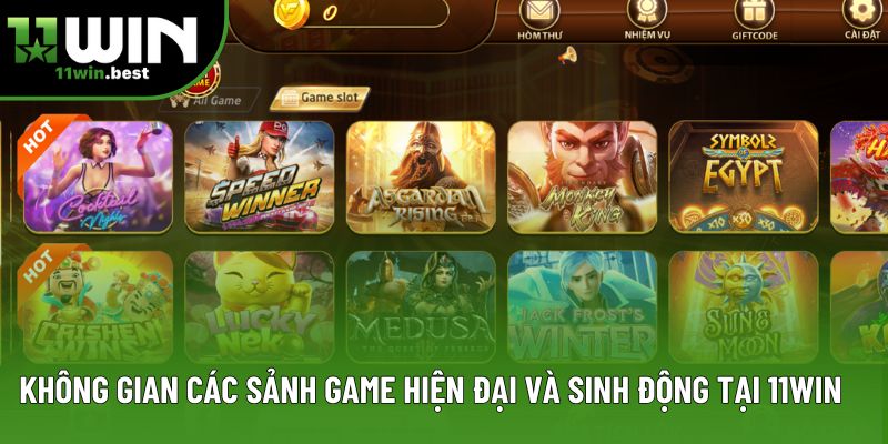 Không gian các sảnh game hiện đại và sinh động tại 11Win